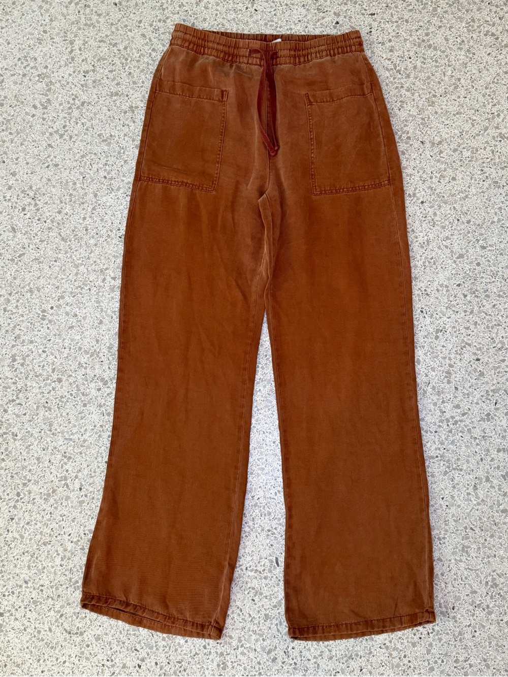 Women’s Relaxed Linen Drawstring Pants - Rust Brown
